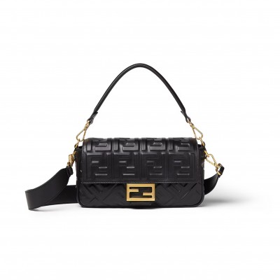 FENDI BAGUETTE BLACK LEATHER BAG 8BR600AT57F15ZW (27*15*6cm)